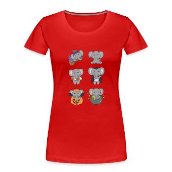 Elephant Halloween Devil Pumpkin Vampire Costume - Women's Premium Organic T-Shirt - red - Front - Mia (176cm)