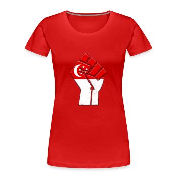 Singapore Flag Country Pride Native Family - Women's Premium Organic T-Shirt - red - Front - Mia (176cm)