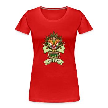 Tiki Mask Hawaiian Decor Luau Party - T-shirt bio Premium Femme - rouge - Devant - Mia (176cm)