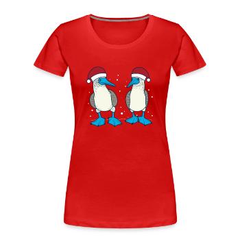 Blaufusstölpel Weihnachten - Frauen Premium Bio T-Shirt - Rot - Vorne - Mia (176cm)