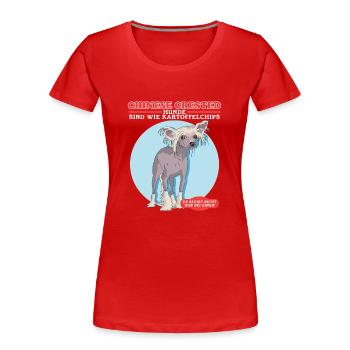 Cadeau de chien chinois à crête chinoise - T-shirt bio Premium Femme - rouge - Devant - Mia (176cm)