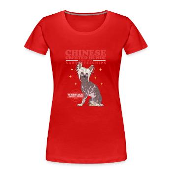 Chien à crête chinois Cadeau à crête chinoise - T-shirt bio Premium Femme - rouge - Devant - Mia (176cm)