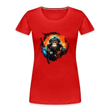 Cool Ape Grafik Space Astronaut Ape - Frauen Premium Bio T-Shirt - Rot - Vorne - Mia (176cm)