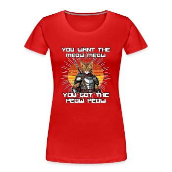 Chemise Chat Chat Cadeau Idée Mastic - T-shirt bio Premium Femme - rouge - Devant - Mia (176cm)