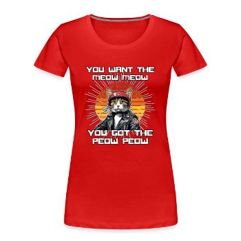 Chemise Chat Chat Cadeau Idée Mastic - T-shirt bio Premium Femme - rouge - Devant - Mia (176cm)