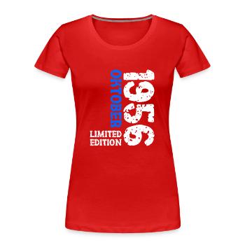 1956 Oktober Limited Edition 67. Geburtstag Deko - Frauen Premium Bio T-Shirt - Rot - Vorne - Mia (176cm)