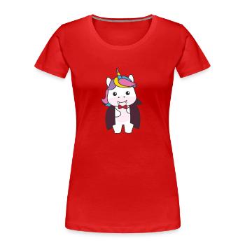 Unicorn Happy Halloween Cute Vampire Costume - Women's Premium Organic T-Shirt - red - Front - Mia (176cm)