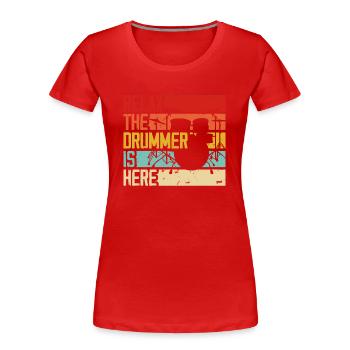 Batterie Batteur Batteur - T-shirt bio Premium Femme - rouge - Devant - Mia (176cm)