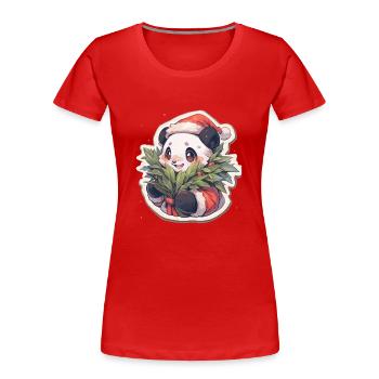 Panda Christmas Panda Pandas Panda Christmas - Women's Premium Organic T-Shirt - red - Front - Mia (176cm)