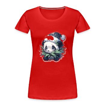 Panda Christmas Panda Pandas Panda Christmas - Women's Premium Organic T-Shirt - red - Front - Mia (176cm)