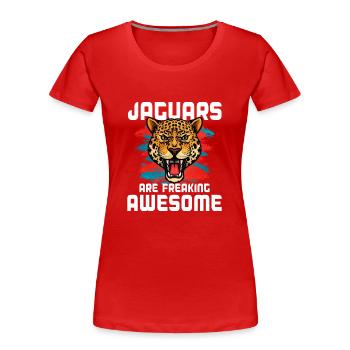 Jaguar - Frauen Premium Bio T-Shirt - Rot - Vorne - Mia (176cm)