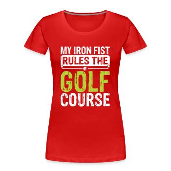 Golf Golfer - Women's Premium Organic T-Shirt - red - Front - Mia (176cm)