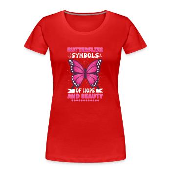 Insecte papillon monarque Monarque Habitat - T-shirt bio Premium Femme - rouge - Devant - Mia (176cm)