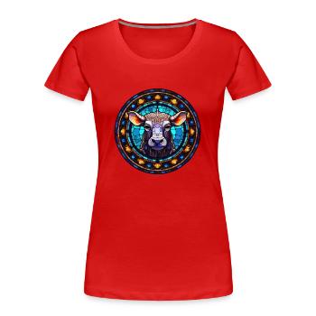 Stained Glass Artist - Cow Stained Glass Art - T-shirt bio Premium Femme - rouge - Devant - Mia (176cm)