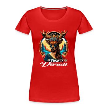 Tracht & Trachten Hirsch Ersatz Dirndl - Frauen Premium Bio T-Shirt - Rot - Vorne - Mia (176cm)