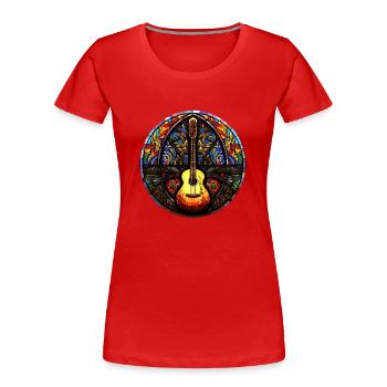 Unique Holy Guitar Art Design - Art du vitrail - T-shirt bio Premium Femme - rouge - Devant - Mia (176cm)