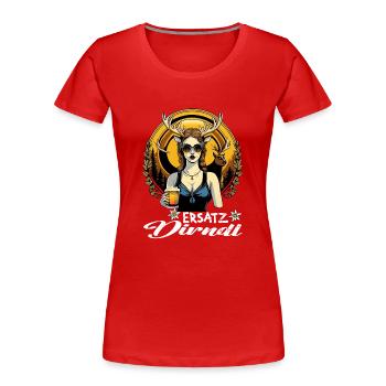 Tracht & Trachten Hirsch Ersatz Dirndl - Frauen Premium Bio T-Shirt - Rot - Vorne - Mia (176cm)