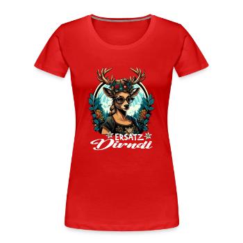 Tracht & Trachten Hirsch Ersatz Dirndl - Frauen Premium Bio T-Shirt - Rot - Vorne - Mia (176cm)