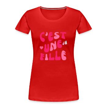 C'est une fille grossesse enceinte bébé - T-shirt bio Premium Femme - rouge - Devant - Mia (176cm)