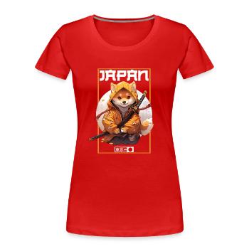 Asien Corki Japanischer Samurais Samurai - Frauen Premium Bio T-Shirt - Rot - Vorne - Mia (176cm)