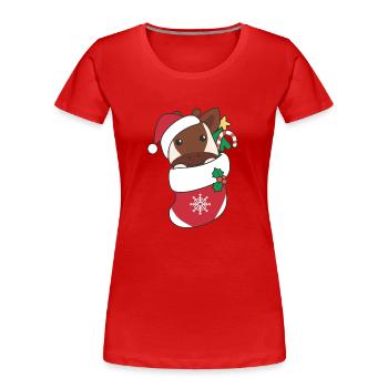 Okapis Noël Neige Hiver Animaux Okapi - T-shirt bio Premium Femme - rouge - Devant - Mia (176cm)