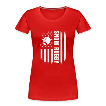 USA Snow Rugby Outfit Rugby Player America - Women's Premium Organic T-Shirt - red - Front - Mia (176cm)