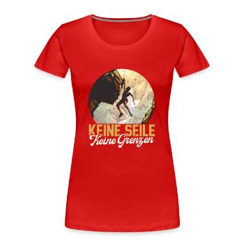 Freeclimbing Boulderer Boulderhalle Klettern - Frauen Premium Bio T-Shirt - Rot - Vorne - Mia (176cm)