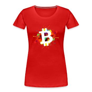 Bitcoin Krypto Kryptowährung - Frauen Premium Bio T-Shirt - Rot - Vorne - Mia (176cm)