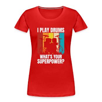 Batterie Batteur Batteur - T-shirt bio Premium Femme - rouge - Devant - Mia (176cm)