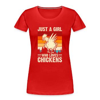 Hühner Huhn - Frauen Premium Bio T-Shirt - Rot - Vorne - Mia (176cm)