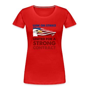 UAW en grève - Unis pour un contrat solide - T-shirt bio Premium Femme - rouge - Devant - Mia (176cm)