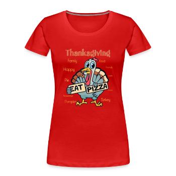 Tenue de Thanksgiving - Drôle d’automne Happy Turkey - T-shirt bio Premium Femme - rouge - Devant - Mia (176cm)