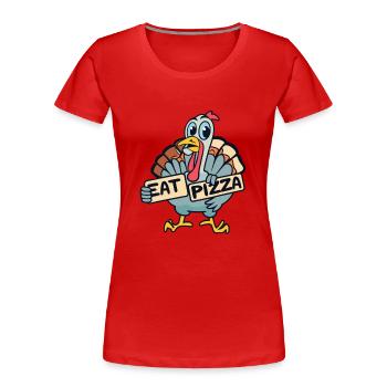 Tenue de Thanksgiving - Drôle d’automne Happy Turkey - T-shirt bio Premium Femme - rouge - Devant - Mia (176cm)