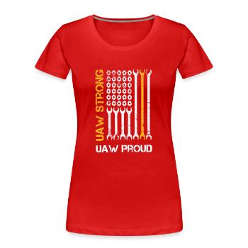 UAW Stark UAW Stolz auf die Gewerkschaft UAW-Arbeiter - Frauen Premium Bio T-Shirt - Rot - Vorne - Mia (176cm)