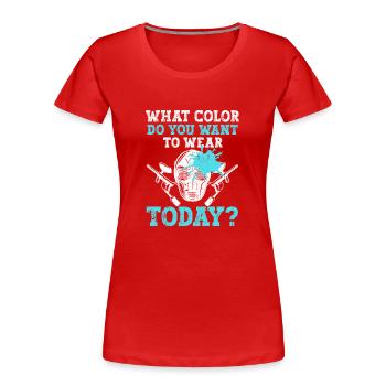 Welche Farbe willst du heute tragen Paintball Team - Frauen Premium Bio T-Shirt - Rot - Vorne - Mia (176cm)