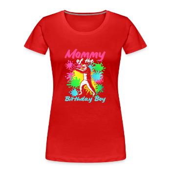Mom of Birthday Boy Girl Paintball Matching - Women's Premium Organic T-Shirt - red - Front - Mia (176cm)