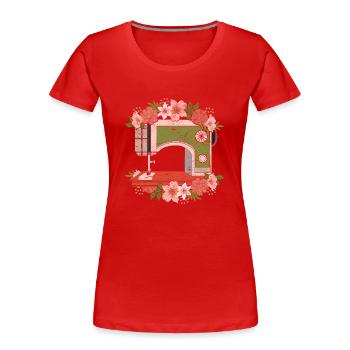 Nähmaschine Handarbeit Näherin Geschenk Nähen - Frauen Premium Bio T-Shirt - Rot - Vorne - Mia (176cm)