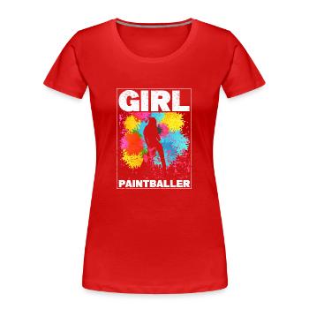 Girl Paintballer Player Paintball Woman - Women's Premium Organic T-Shirt - red - Front - Mia (176cm)