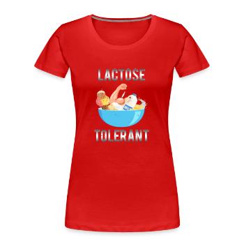 Produits laitiers amusants tolérants au lactose Lait - T-shirt bio Premium Femme - rouge - Devant - Mia (176cm)
