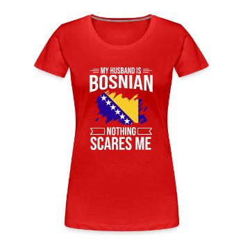 Bosnien und Herzegowina Flagge Bosnien - Frauen Premium Bio T-Shirt - Rot - Vorne - Mia (176cm)
