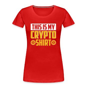 Krypto Kryptowährung - Frauen Premium Bio T-Shirt - Rot - Vorne - Mia (176cm)