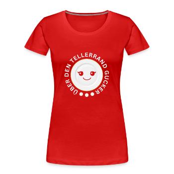Über Den Tellerrand Gucker - Frauen Premium Bio T-Shirt - Rot - Vorne - Mia (176cm)
