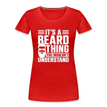 Amoureux de la barbe Homme barbu C’est un - T-shirt bio Premium Femme - rouge - Devant - Mia (176cm)