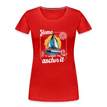 Catamaran-Boot Segelboot Segeln Segler Yacht-anker - Frauen Premium Bio T-Shirt - Rot - Vorne - Mia (176cm)