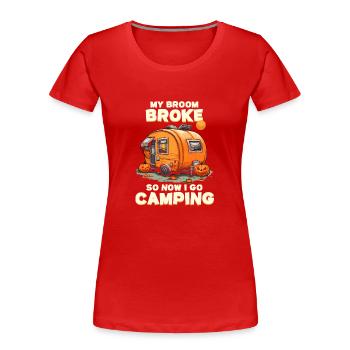 Namaste Witches Yoga Halloween Kostüm Besen - Frauen Premium Bio T-Shirt - Rot - Vorne - Mia (176cm)