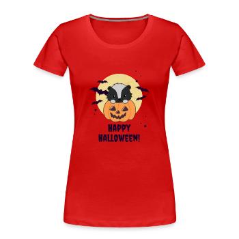 Stinktier Kürbis süße Stinktiere Happy Halloween - Frauen Premium Bio T-Shirt - Rot - Vorne - Mia (176cm)