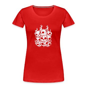 Knochenschädel Gothic Styl - Frauen Premium Bio T-Shirt - Rot - Vorne - Mia (176cm)