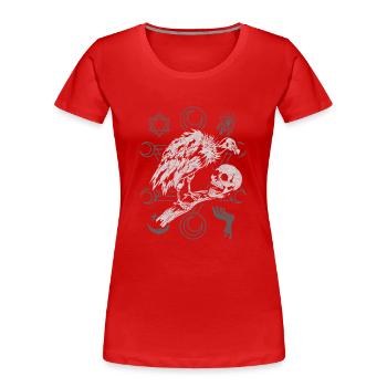 Aasfresser Vogel Geschenk Okkult Totenkopf Geier - Frauen Premium Bio T-Shirt - Rot - Vorne - Mia (176cm)