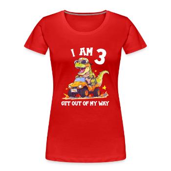 T-Rex conduit un camion monstre J’ai 3ème anniversaire - T-shirt bio Premium Femme - rouge - Devant - Mia (176cm)
