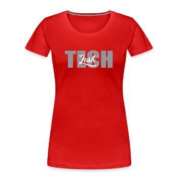 Wimperntechniker Schriftzug - Frauen Premium Bio T-Shirt - Rot - Vorne - Mia (176cm)